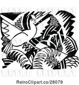 Vector Clip Art of Retro Bird and Floral Design 4 by Prawny Vintage