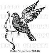 Vector Clip Art of Retro Bird Flying with a Bow by Prawny Vintage