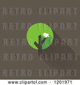 Vector Clip Art of Retro Bird in a Green Tree with a Shadow on Brown by Elena