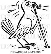 Vector Clip Art of Retro Bird Pulling a Worm from a Hole by BestVector