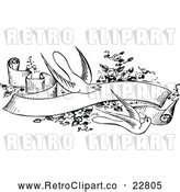 Vector Clip Art of Retro Birds with Flowers and a Banner by Prawny Vintage