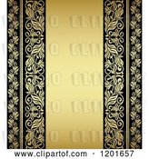 Vector Clip Art of Retro Black and Gold Ornate Background with Text Space by Vector Tradition SM