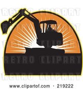 Vector Clip Art of Retro Black and Orange Excavator Logo by Patrimonio