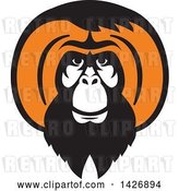 Vector Clip Art of Retro Black and Orange Orangutan Monkey Face by Patrimonio
