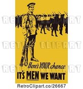 Vector Clip Art of Retro Black and Yellow Heres Your Chance Its Men We Want Military Recruiter by Prawny Vintage
