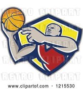 Vector Clip Art of Retro Black Basketball Player Throwing a Ball by Patrimonio