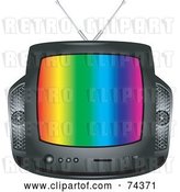 Vector Clip Art of Retro Black Box Television with Colorful Lines on the Screen by BNP Design Studio