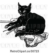 Vector Clip Art of Retro Black Cat Resting by Prawny Vintage