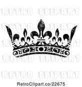 Vector Clip Art of Retro Black Crown with White Distress Overlay 2 by BestVector