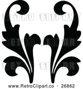 Vector Clip Art of Retro Black Floral Design Element by Prawny Vintage