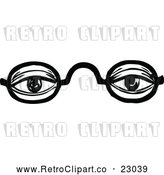 Vector Clip Art of Retro Black Frame Glasses with an Educated Senior Person's Eyes Looking Through the Lenses by Prawny Vintage