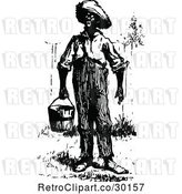 Vector Clip Art of Retro Black Guy Carrying a Pail by Prawny Vintage