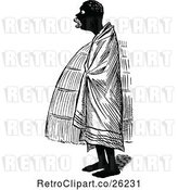 Vector Clip Art of Retro Black Guy Draped in a Blanket by Prawny Vintage