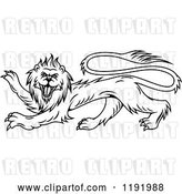 Vector Clip Art of Retro Black Heraldic Lion in Profile by Vector Tradition SM