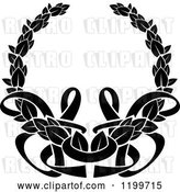 Vector Clip Art of Retro Black Laurel Wreath with Ribbons by Vector Tradition SM