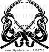 Vector Clip Art of Retro Black Laurel Wreath with Swords 2 by Vector Tradition SM