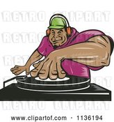 Vector Clip Art of Retro Black Male Dj Mixing Records by Patrimonio