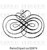 Vector Clip Art of Retro Black Ornate Swirl with White Distress Overlay 2 by BestVector
