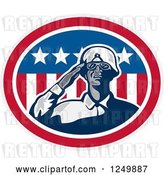 Vector Clip Art of Retro Black Soldier Saluting in an American Oval by Patrimonio