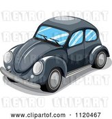 Vector Clip Art of Retro Black VW Slug Bug Car by