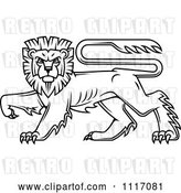 Vector Clip Art of Retro Black Walking Heraldic Lion by Vector Tradition SM