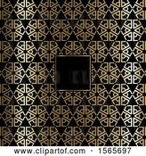 Vector Clip Art of Retro Blank Frame on a Gold and Black Art Deco Styled Pattern by KJ Pargeter