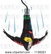 Vector Clip Art of Retro Blond Bungee Jumper Falling by Patrimonio