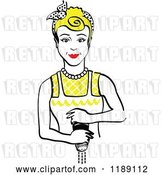 Vector Clip Art of Retro Blond Housewife or Maid Lady Grinding Fresh Pepper 2 by Andy Nortnik