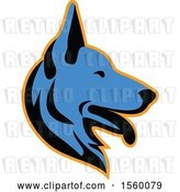 Vector Clip Art of Retro Blue Alsatian German Shepherd Dog Mascot in Profile by Patrimonio