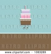 Vector Clip Art of Retro Blue and Brown Polka Dot Cake Background by KJ Pargeter