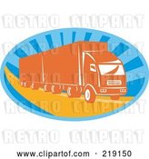 Vector Clip Art of Retro Blue and Orange Big Rig Logo by Patrimonio