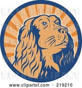 Vector Clip Art of Retro Blue and Orange Cocker Spaniel Logo by Patrimonio