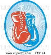 Vector Clip Art of Retro Blue and Red Boxing Gloves Logo by Patrimonio