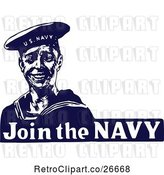 Vector Clip Art of Retro Blue and White Join the Navy Sailor by Prawny Vintage