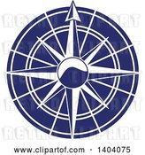 Vector Clip Art of Retro Blue and White Nautical Compass Rose by Inkgraphics