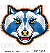Vector Clip Art of Retro Blue and White Raccoon Mascot Face by Patrimonio