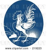 Vector Clip Art of Retro Blue and White Rooster Logo by Patrimonio