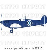 Vector Clip Art of Retro Blue and White World War Two Spitfire Fighter Airplane by Patrimonio