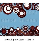 Vector Clip Art of Retro Blue Background Bordered with Deep Red, White and Blue Circle Patterns Along the Top and Bottom Edges by KJ Pargeter