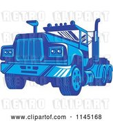 Vector Clip Art of Retro Blue Big Rig Truck 3 by Patrimonio