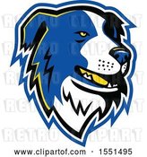 Vector Clip Art of Retro Blue Border Collie Dog Mascot Head by Patrimonio
