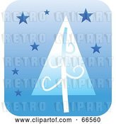 Vector Clip Art of Retro Blue Christmas Tree and Stars on Blue by Prawny