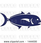 Vector Clip Art of Retro Blue Crevalle Jack Fish in Profile by Patrimonio