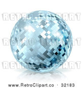 Vector Clip Art of Retro Blue Disco Mirror Ball by AtStockIllustration