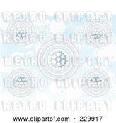 Vector Clip Art of Retro Blue Gear and Circle Background by