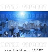 Vector Clip Art of Retro Blue Geometric Low Poly Background with a Faded Frame by KJ Pargeter