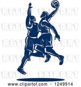 Vector Clip Art of Retro Blue Male Basketball Players by Patrimonio