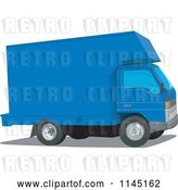 Vector Clip Art of Retro Blue Moving Van by Patrimonio