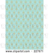 Vector Clip Art of Retro Blue Pattern Background of Orange and White Stars by Andy Nortnik