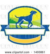 Vector Clip Art of Retro Blue Pointer Dog in a Crest by Patrimonio